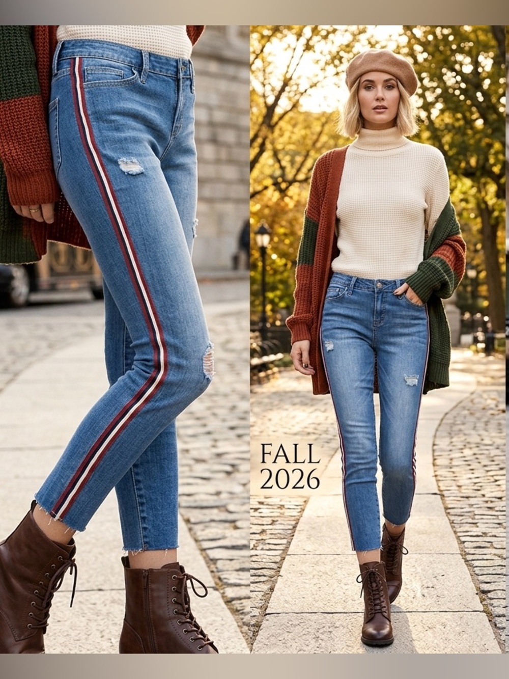 FRAYED CROPPED DENIM SKINNIES